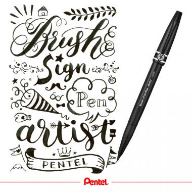 Pentel ecsettoll vékony Brush Sign Pen Artist - ezüst